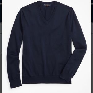 NWT Brooks Brothers Navy Cotton V-Neck Sweater
